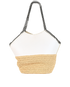 Medium Falabella Tote, &pound;395, Handbags, Beige/White, Faux Leather/Raffia, Back view